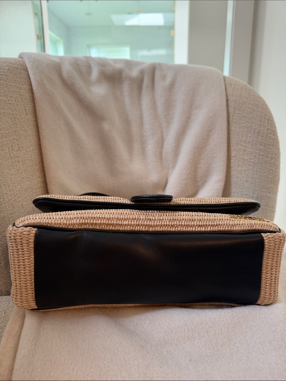 Jacquemus woven straw & black leather trimmed bag - Picture 5 of 11